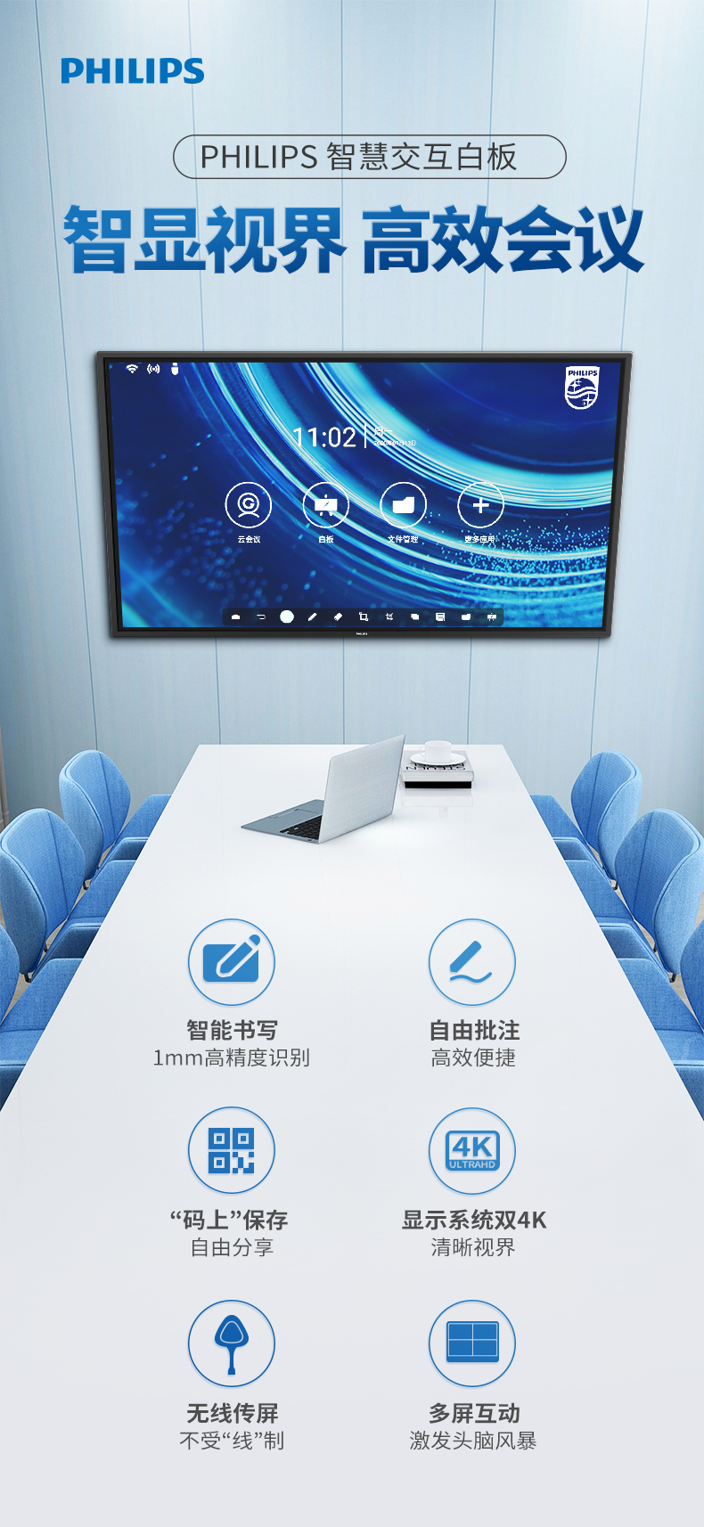 飛利浦智能會議平板 革新教學與協作的觸控屏解決方案